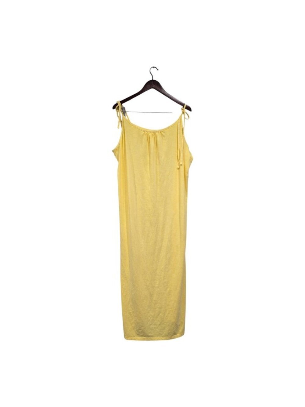 NWT Old Navy Women's Yellow Maxi Slip Dress Tie Straps Slit Cotton Beachy Sz XXL